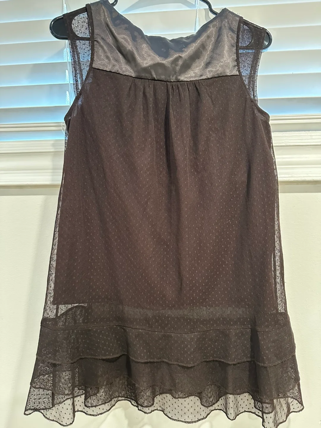 Brown Swiss Dot Mesh Overlay girls’ Dress image indicator(3)