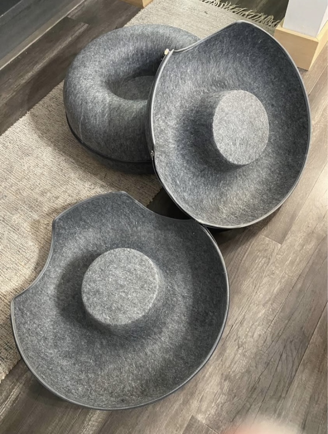 Two Large Grey Donut Cat Beds - photo 2