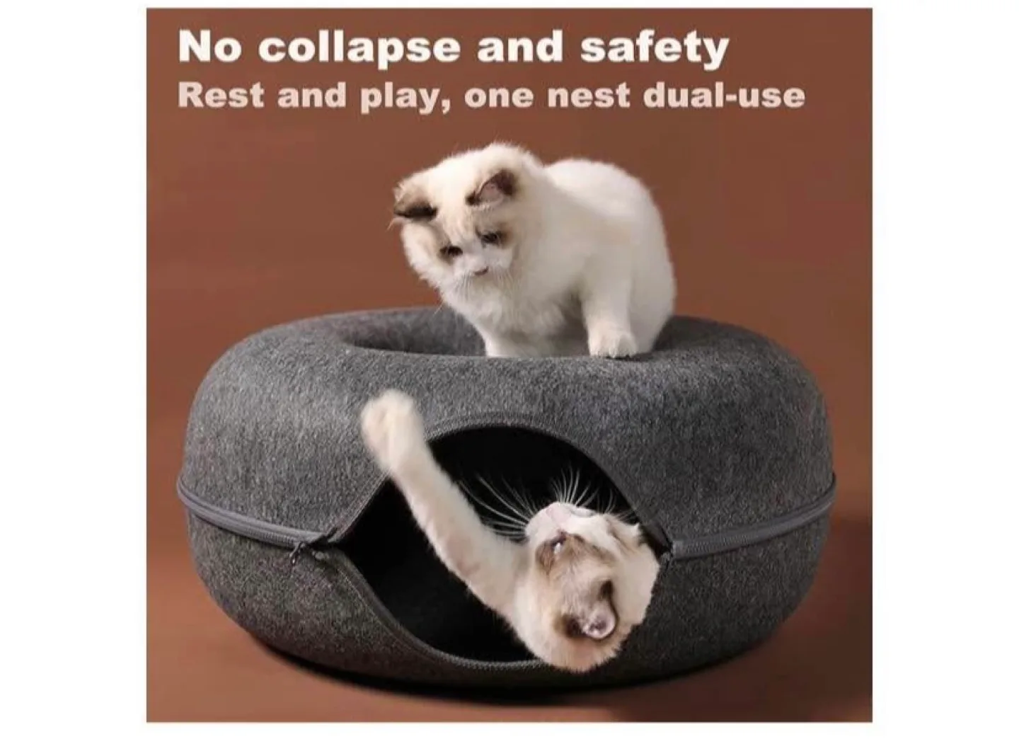 Two Large Grey Donut Cat Beds image indicator(5)