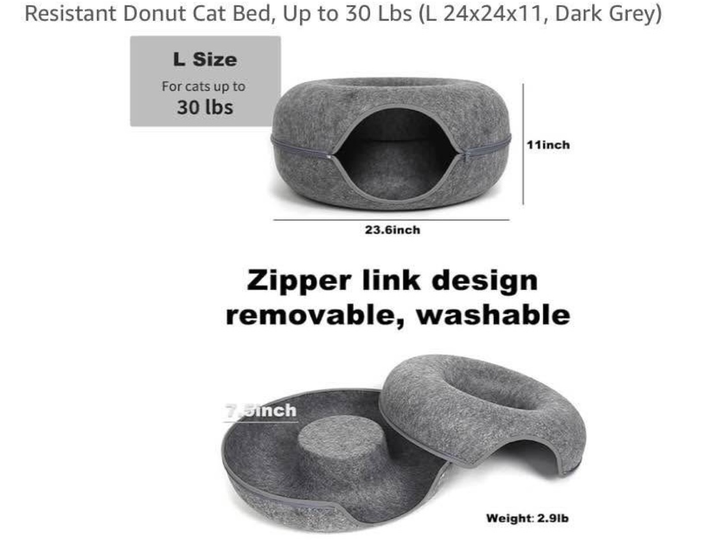 Two Large Grey Donut Cat Beds - photo 4