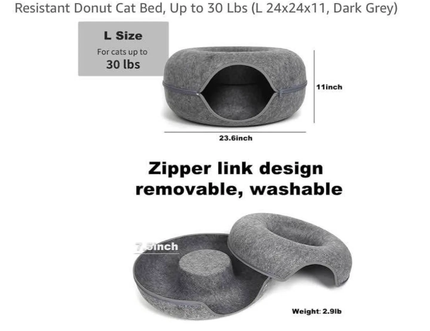 Two Large Grey Donut Cat Beds image indicator(4)