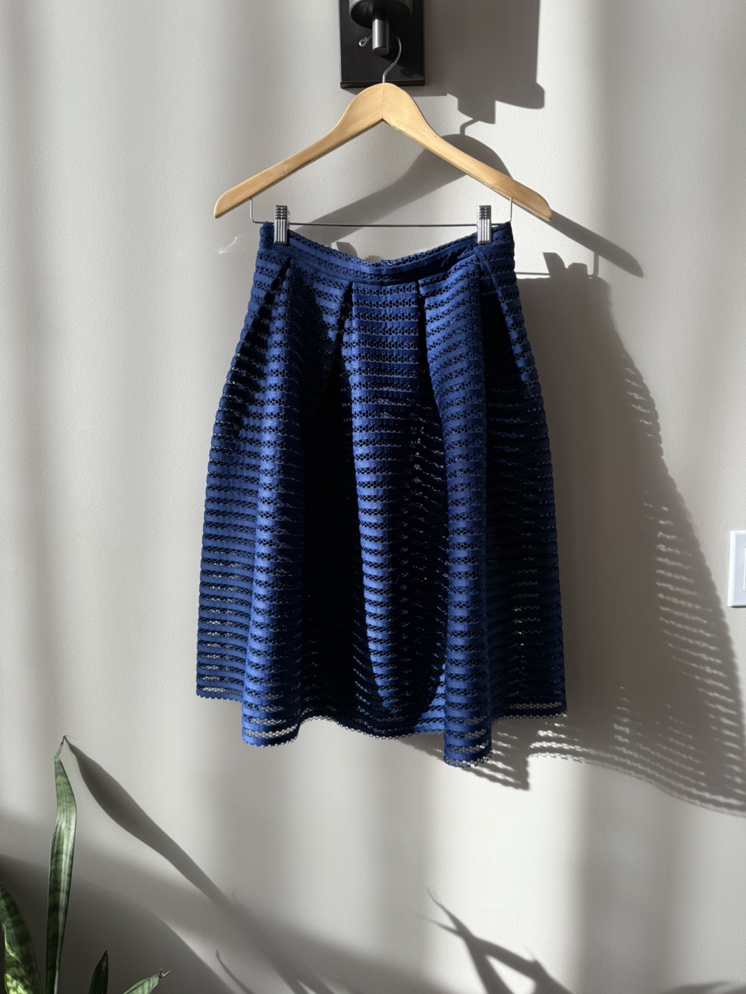Pink Martini Navy Blue Eyelet Midi Skirt - Size Small