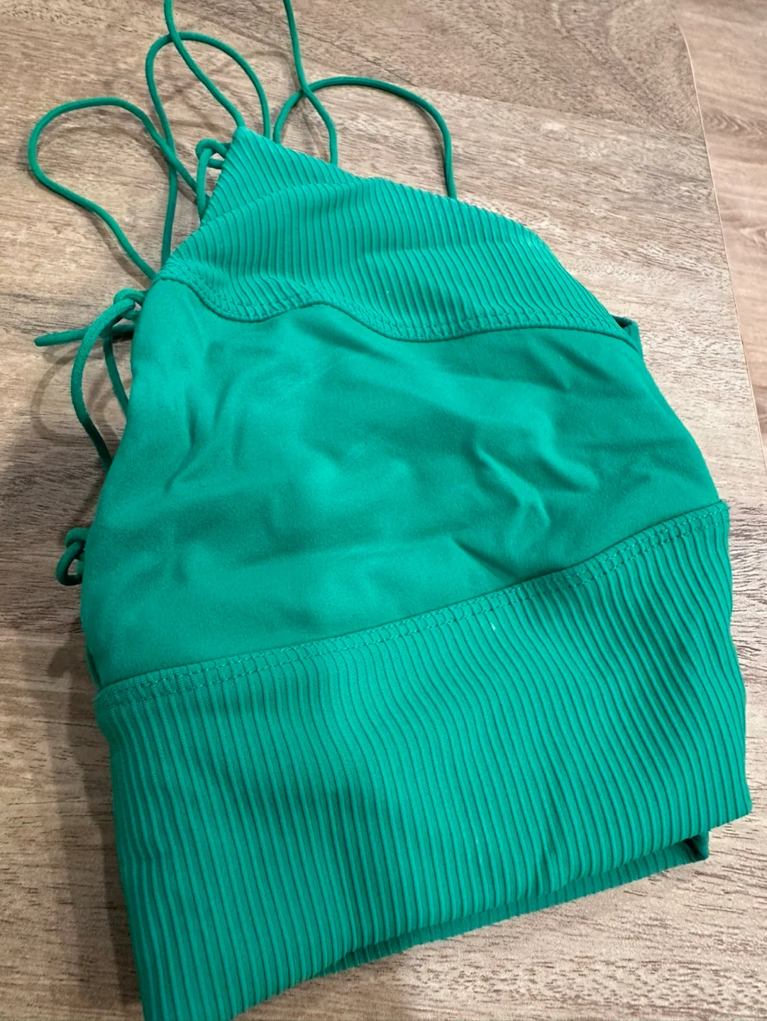 Garage Green Ribbed Lace-Up Bralette image indicator(5)