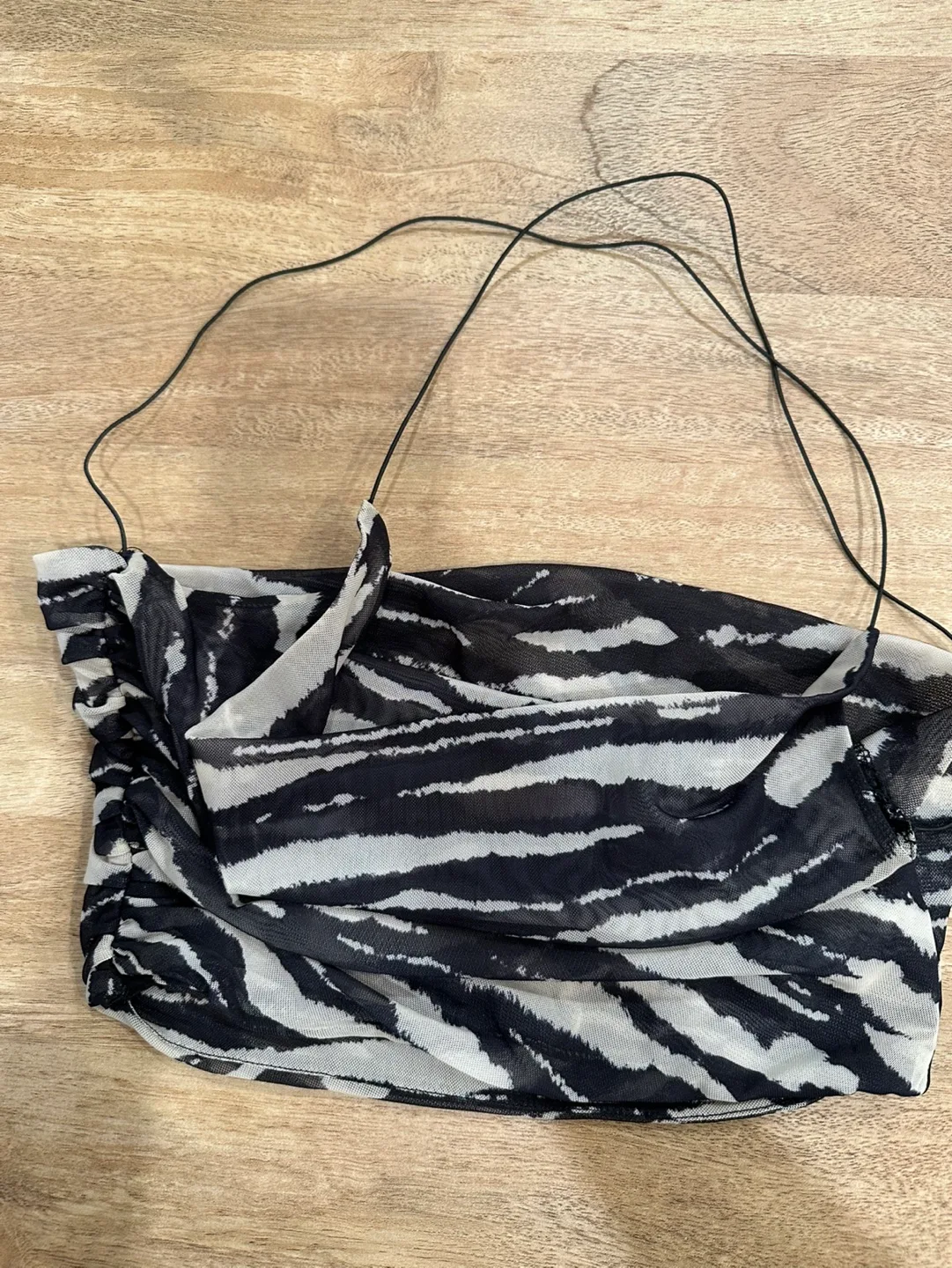 Zara Zebra Print Mesh Crop Top image indicator(2)