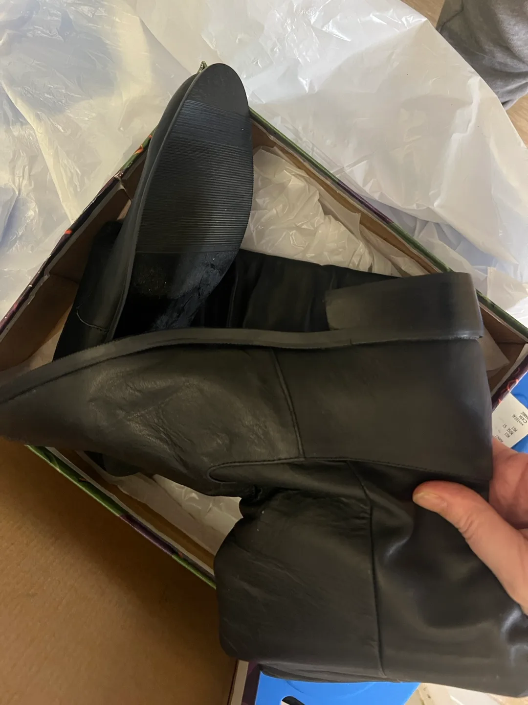 Women's Black Leather Slouch Boots - Size 10 image indicator(3)