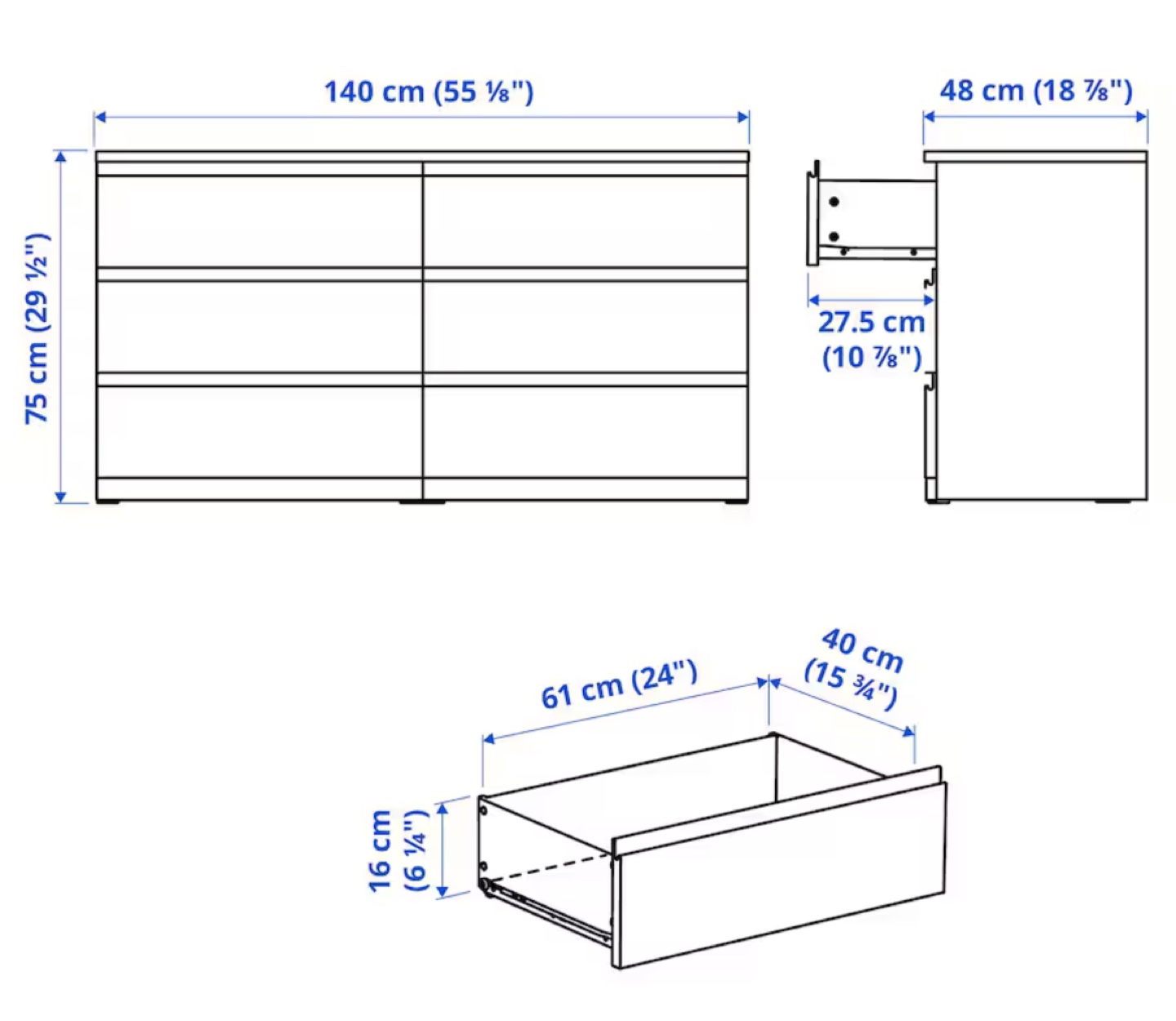 IKEA MALM 6-drawer dresser, white - photo 3