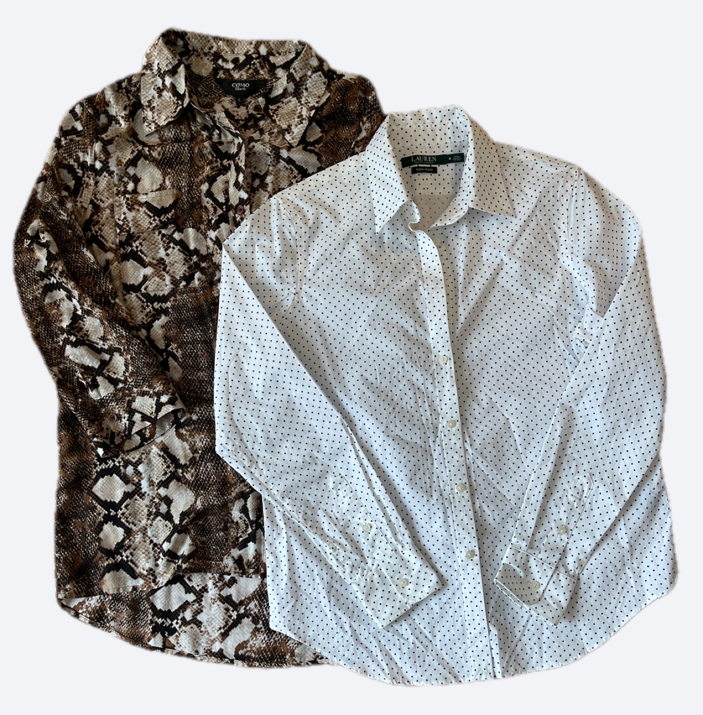 Two Women's Long Sleeve Button-Down Shirts