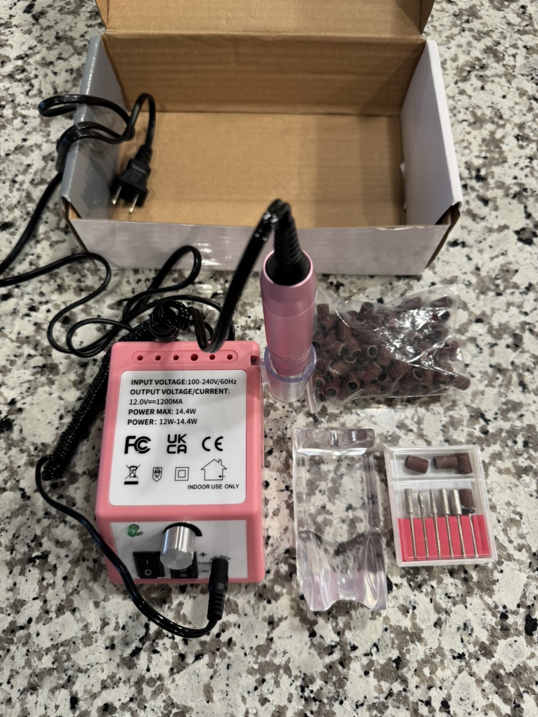 Pink Electric Nail Drill Set with Attachments