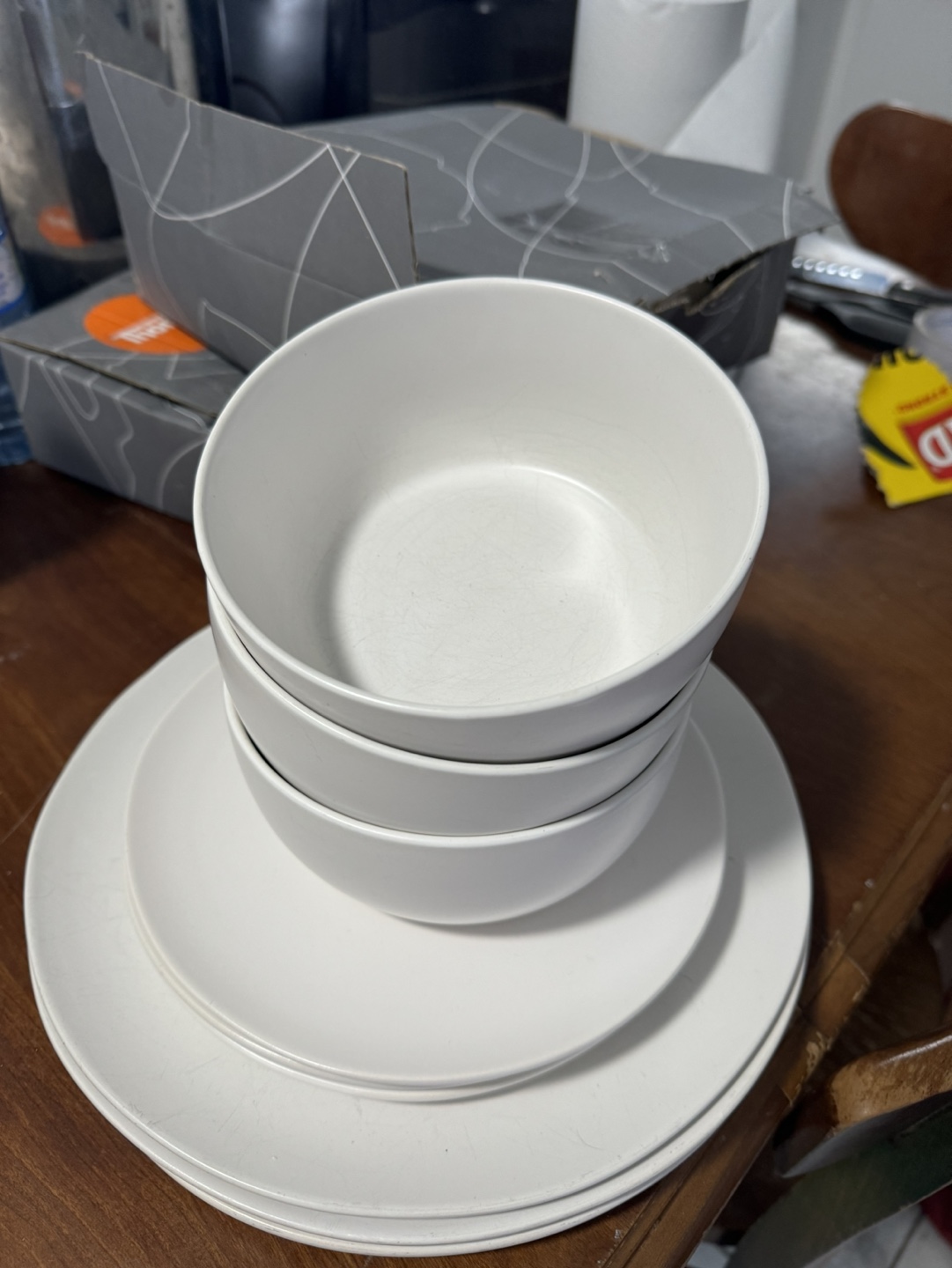 White Stackable Bowls and Plates
