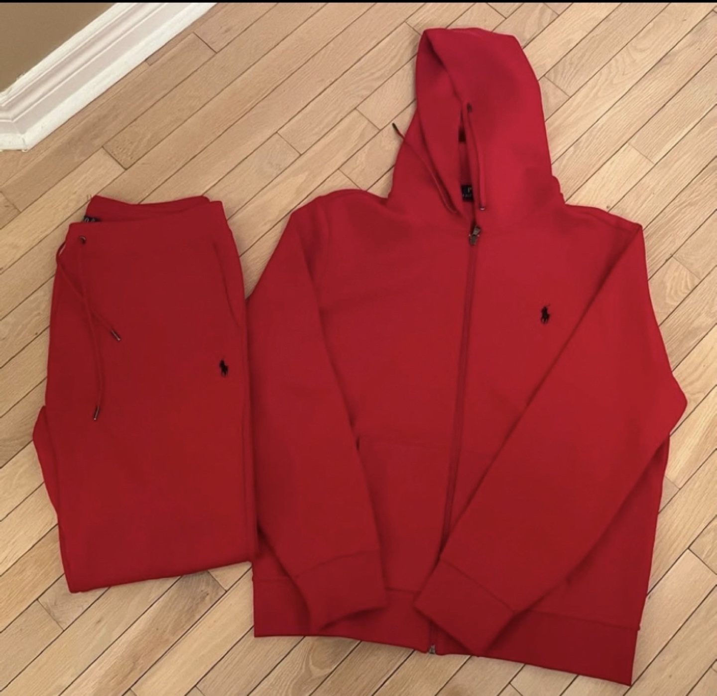 Men's Polo Ralph Lauren Red Zip-Up Hoodie and Joggers Set