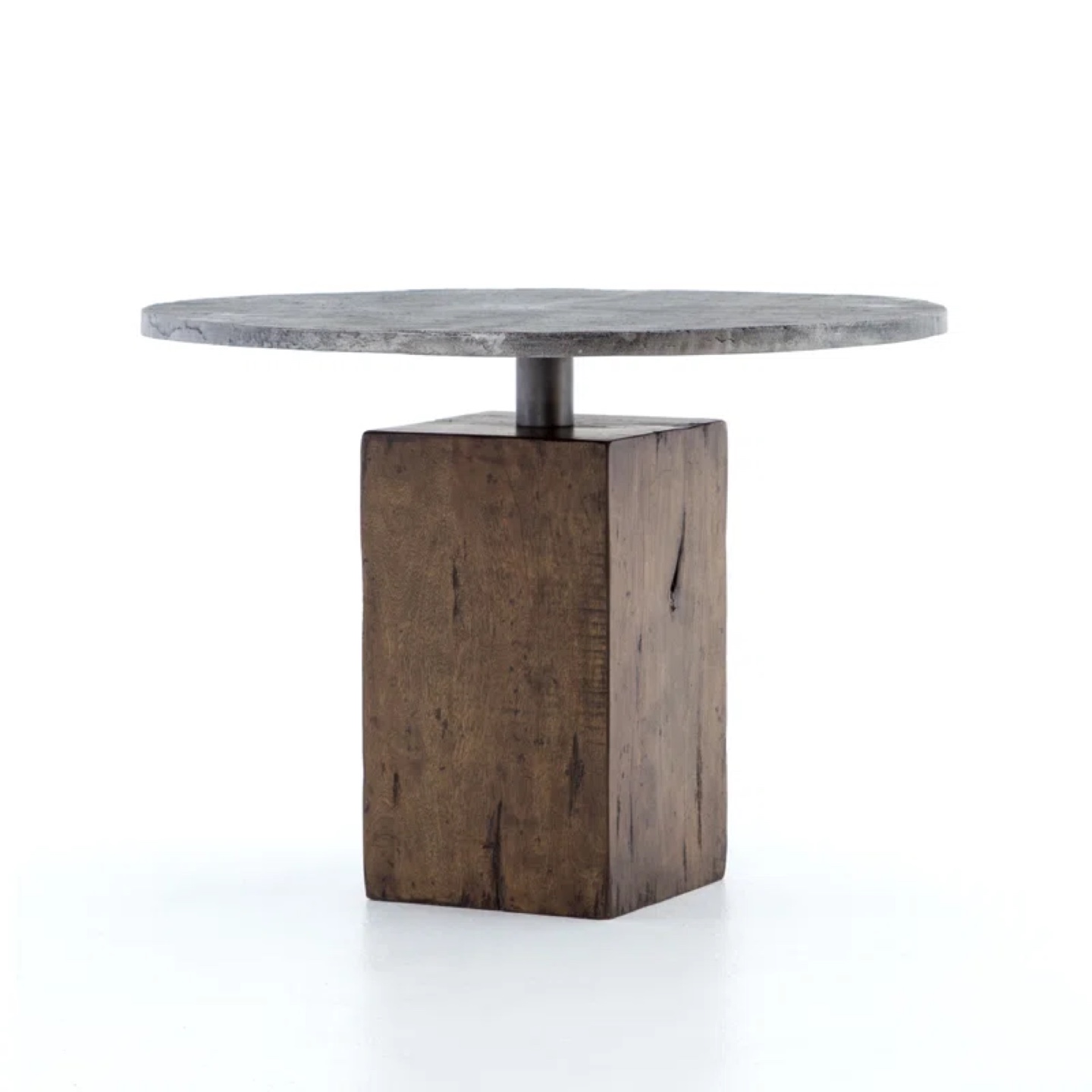 Round Gray Bistro Table with Wood Base