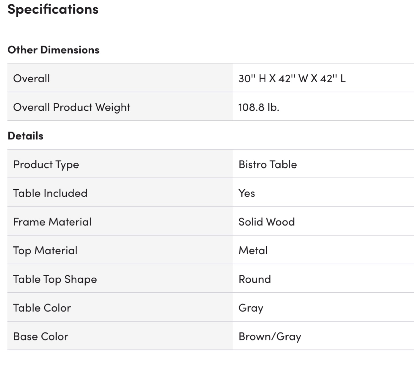 Round Gray Bistro Table with Wood Base - photo 4