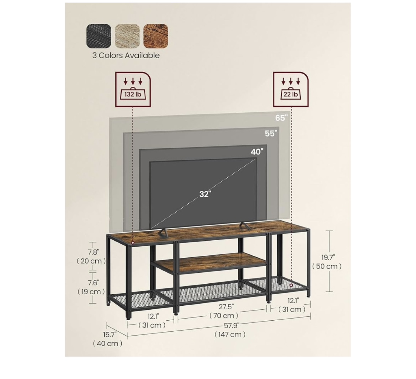 Rustic Industrial TV Stand with Storage - photo 2