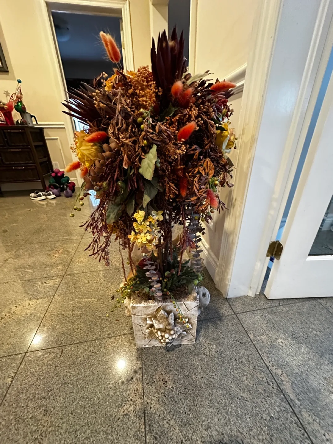 Autumnal Floral Arrangement on Pedestal image indicator(3)