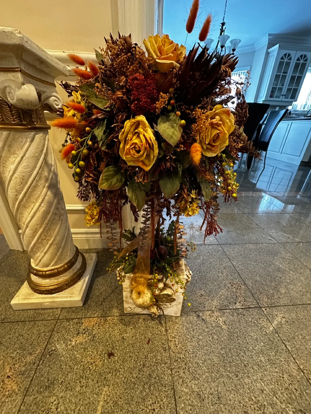 Autumnal Floral Arrangement on Pedestal image indicator(2)