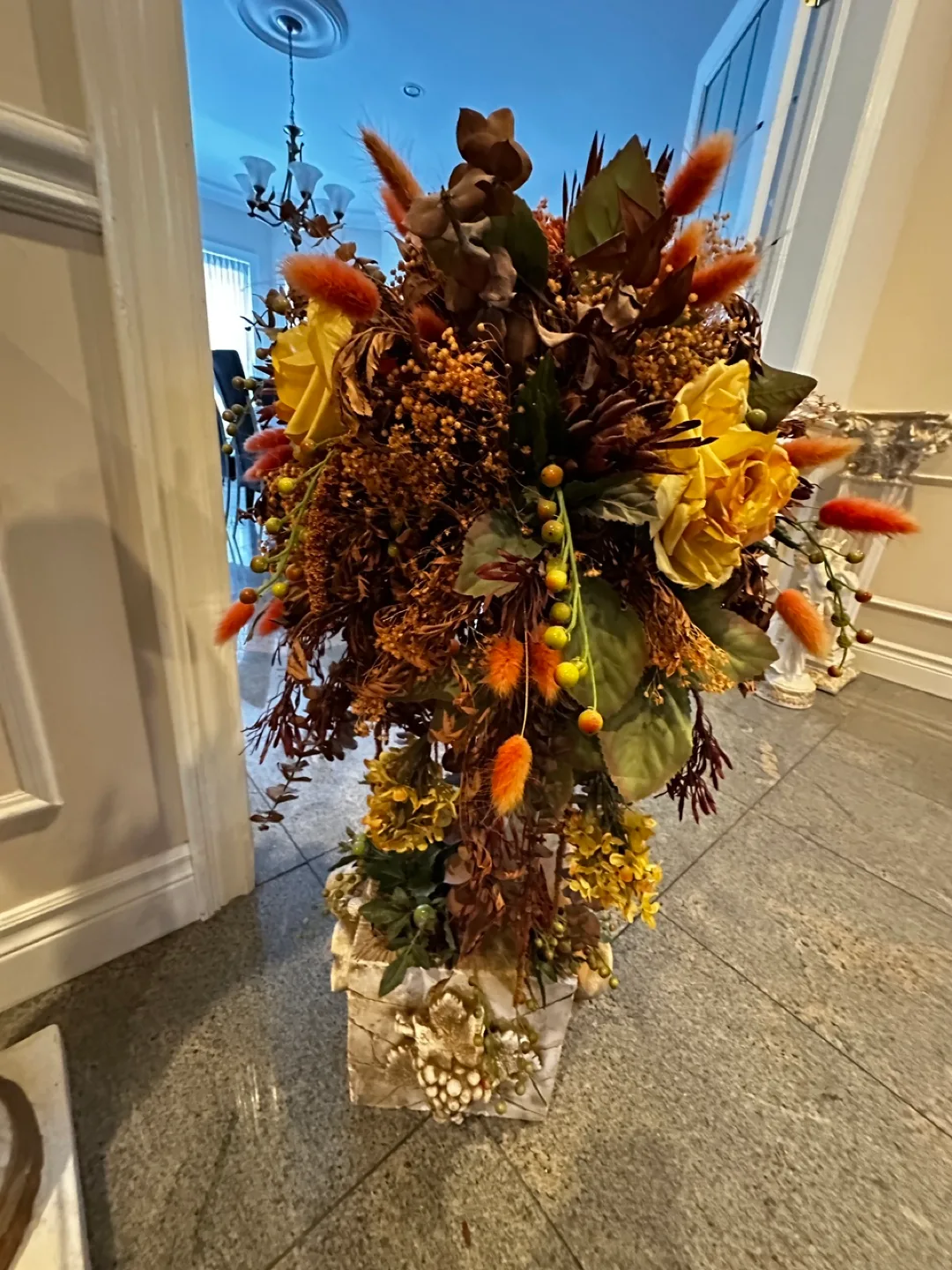 Autumnal Floral Arrangement on Pedestal image indicator(4)