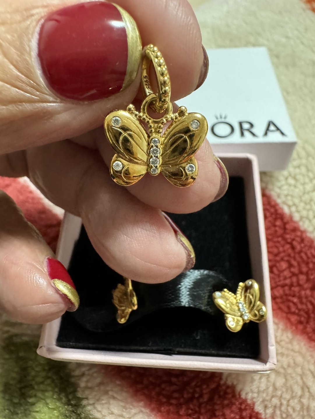 Pandora Gold Butterfly Charm & Earring Set - photo 4