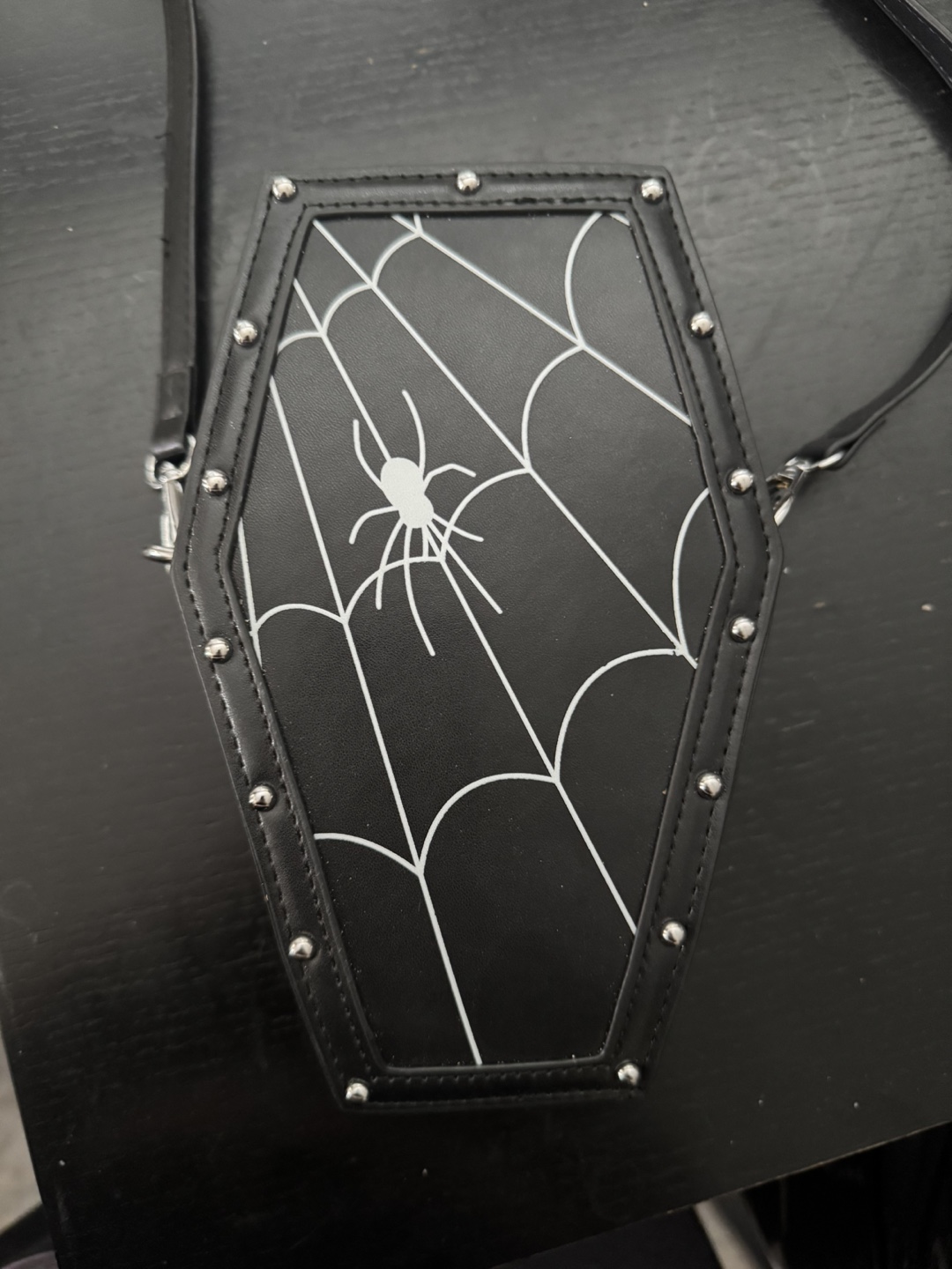 Coffin Shaped Spiderweb Crossbody Bag