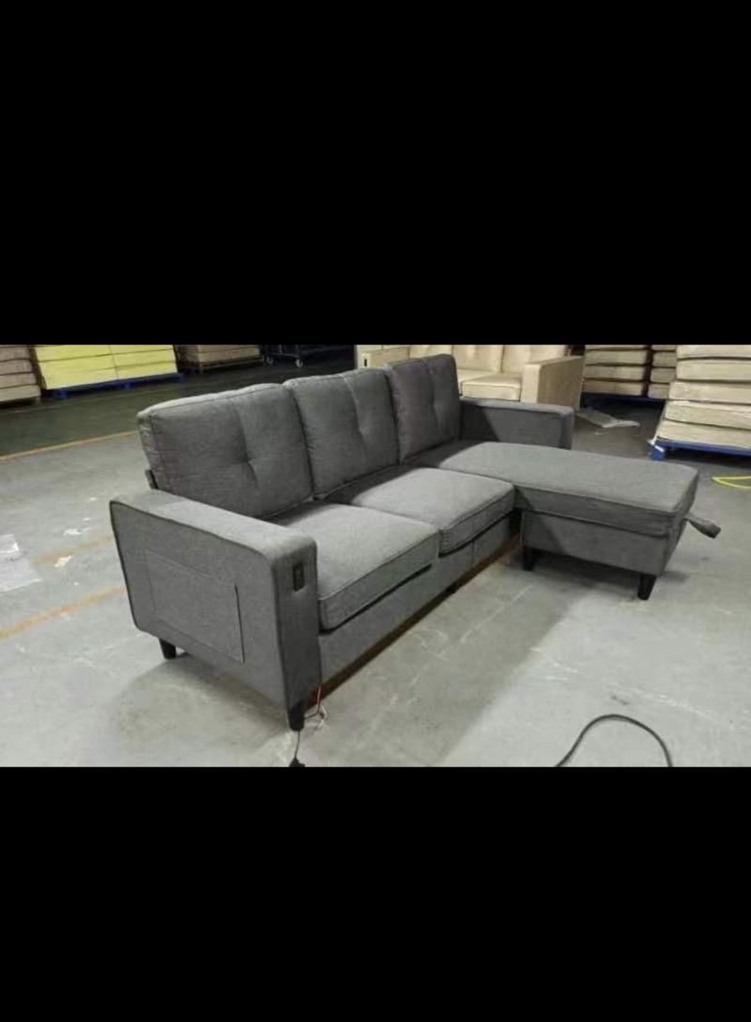 Grey Sectional Sofa with Ottoman - photo 2