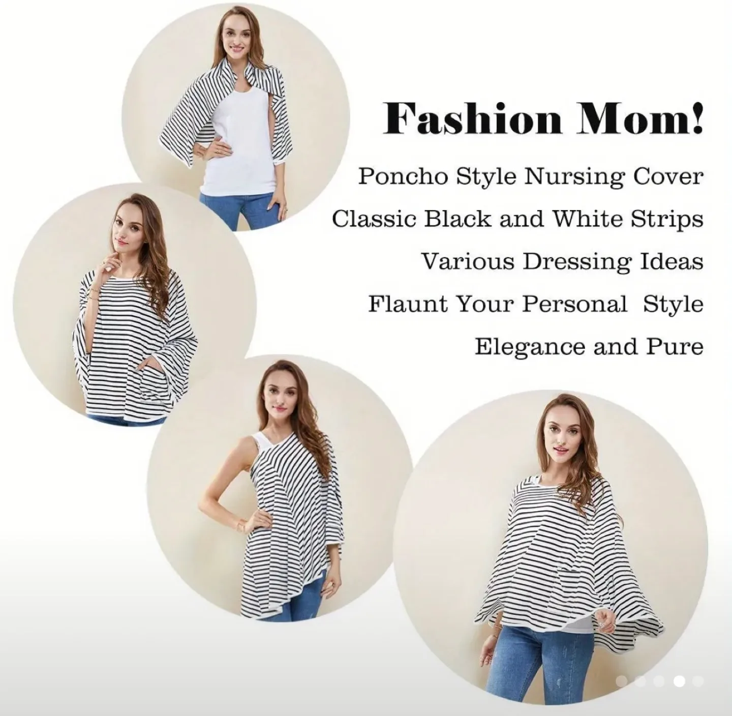 Nursing Cover & Stroller Cover - Black & White Stripes image indicator(5)