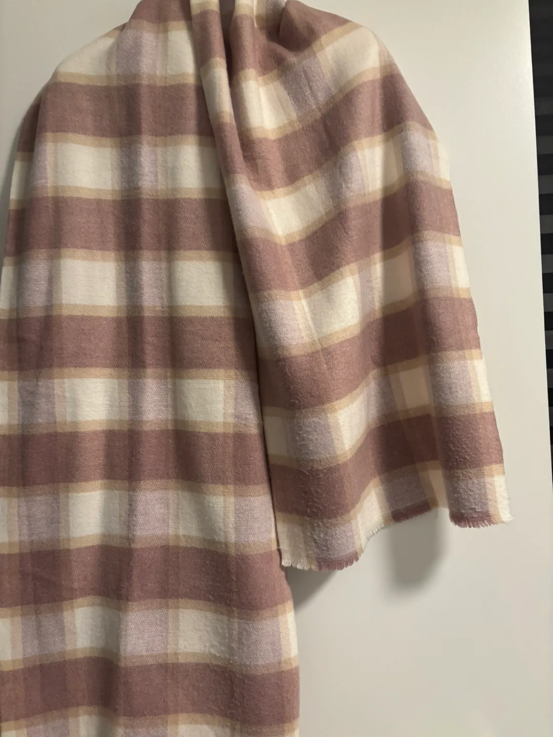 Soft Pink and Cream Plaid Scarf image indicator(2)