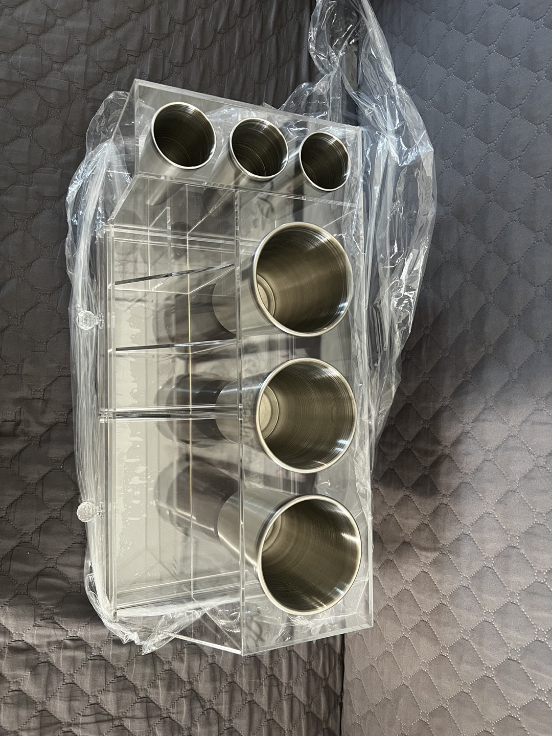 Acrylic Organizer with Stainless Steel Cups