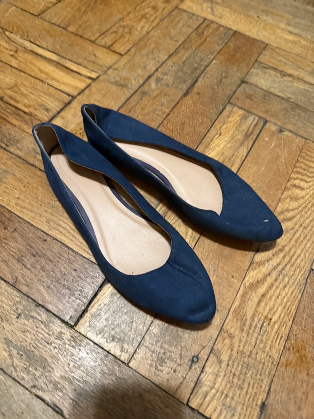 Dark Blue Pointed-Toe Flats