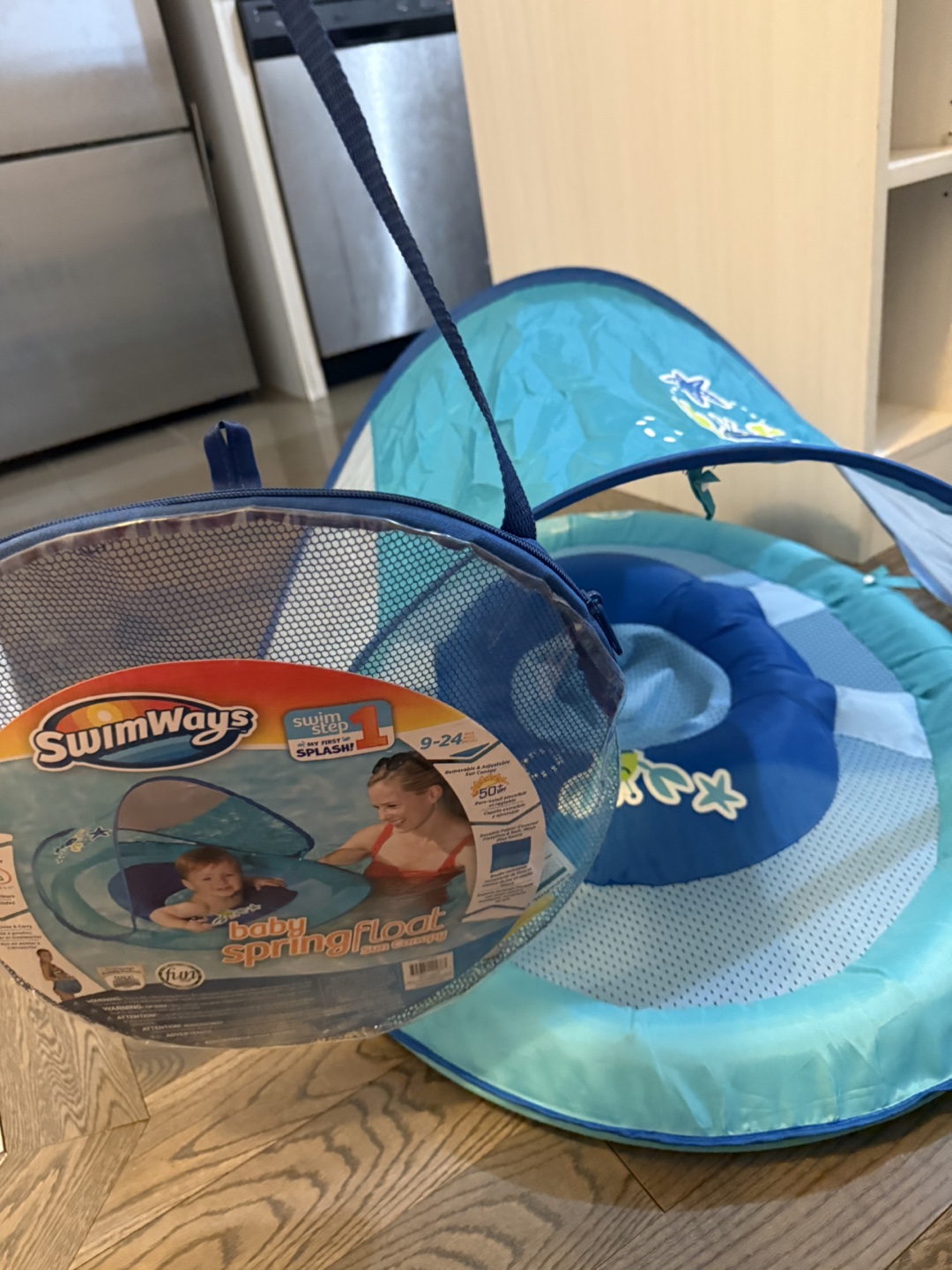 SwimWays Baby Spring Float with Canopy - Blue Lobster - photo 2
