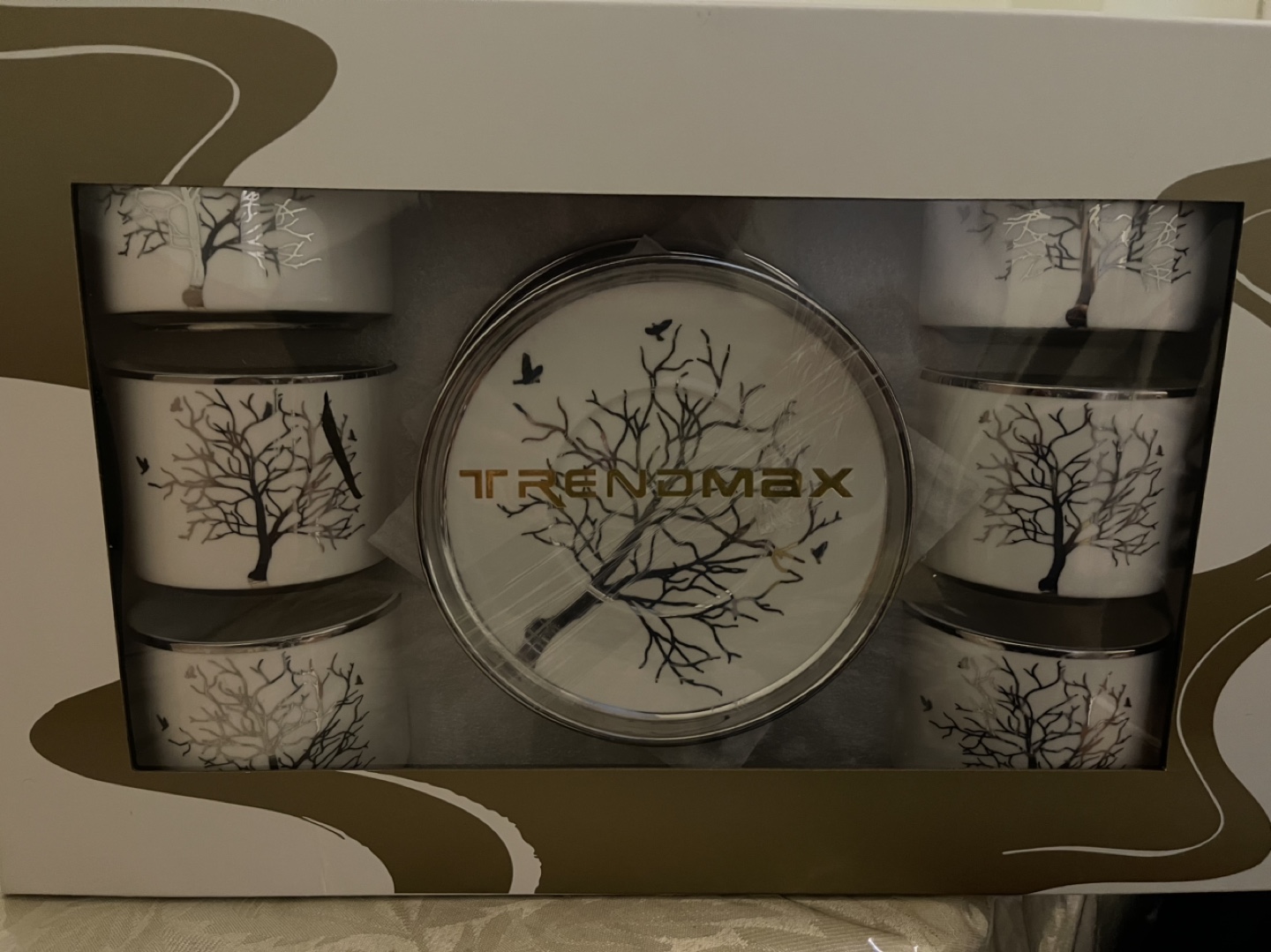 Trendmax 6-Piece Porcelain Coffee Cup Set with Silver Accents - photo 2