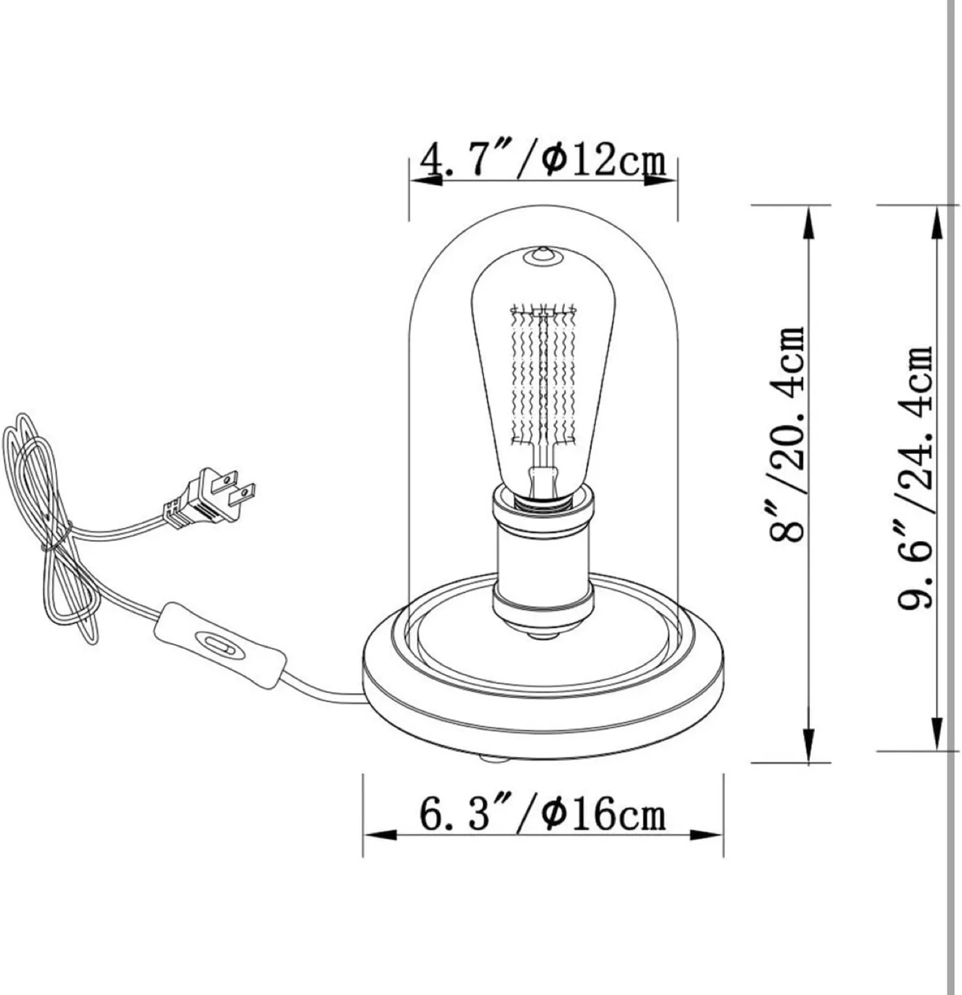 Vintage-Style Glass Dome Table Lamp with Edison Bulb image indicator(2)