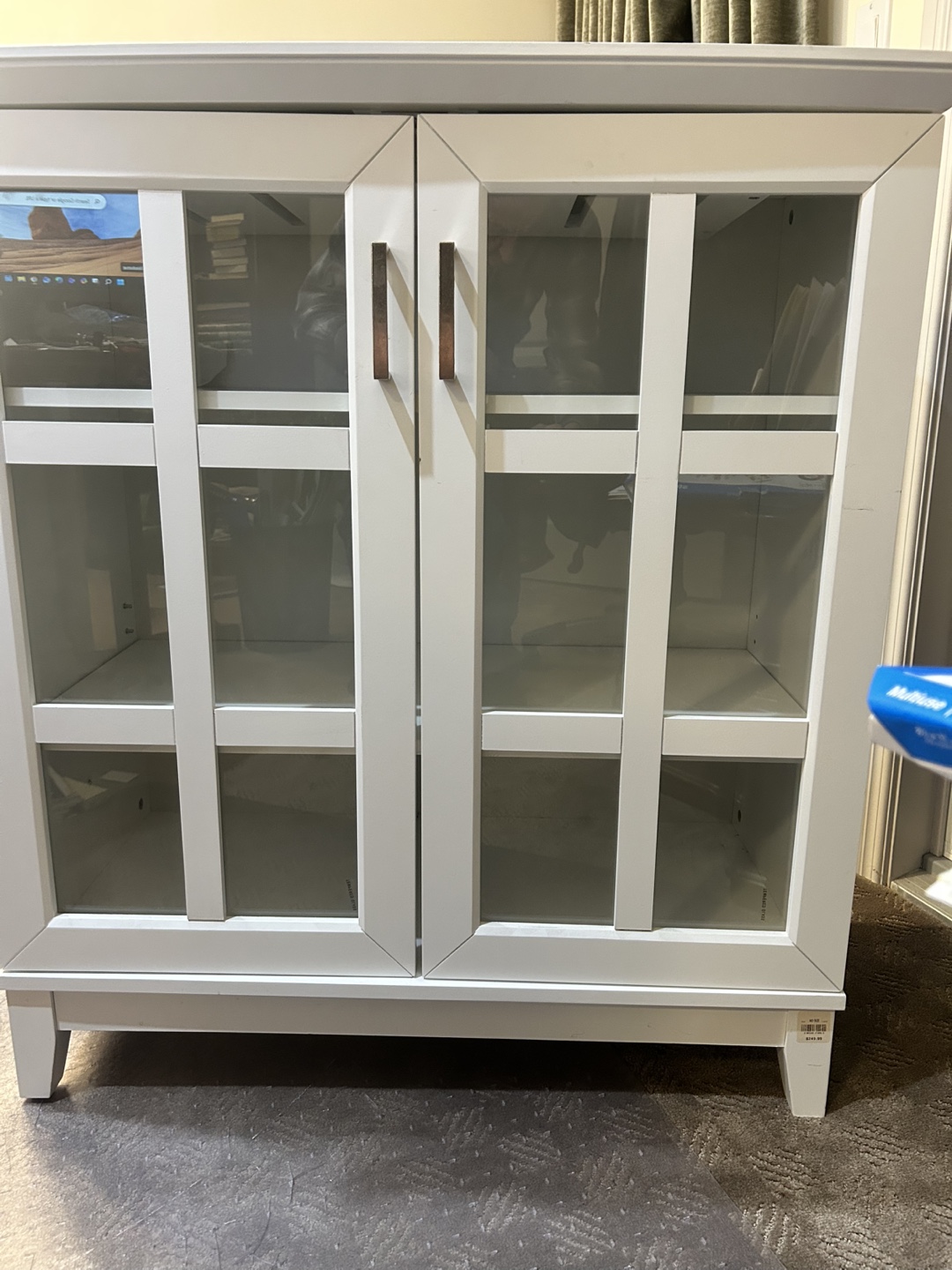 White Wooden Cabinet with Glass Doors