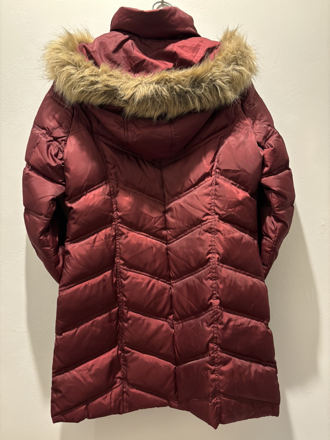 Kenneth Cole Reaction Burgundy Hooded Puffer Down Jacket - photo 2