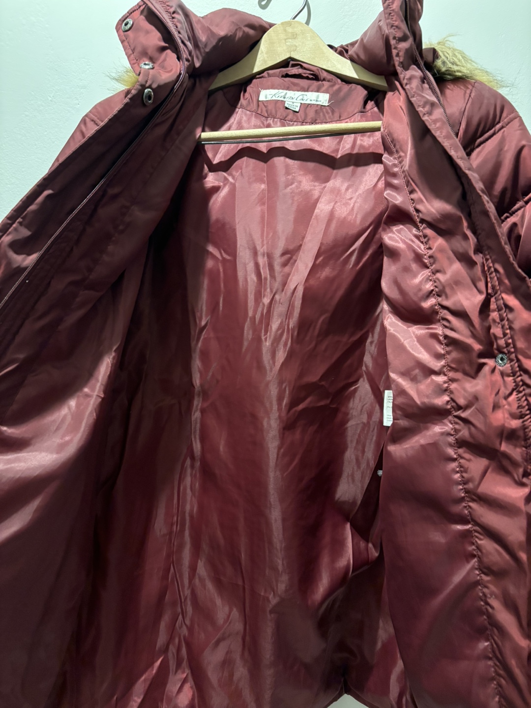 Kenneth Cole Reaction Burgundy Hooded Puffer Down Jacket - photo 4