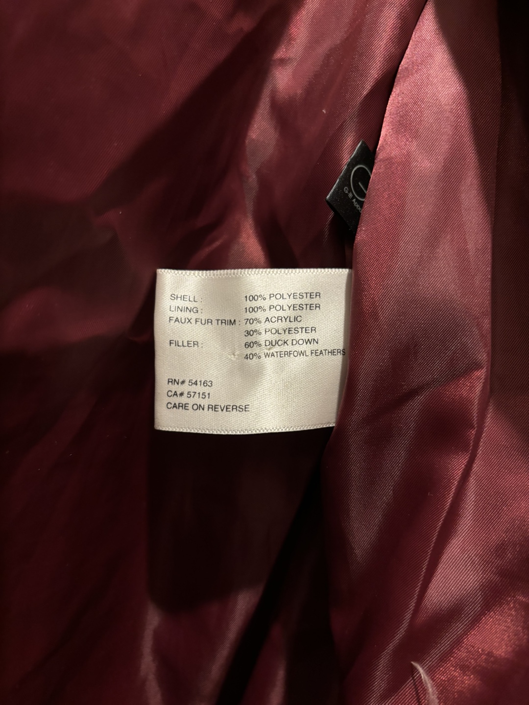 Kenneth Cole Reaction Burgundy Hooded Puffer Down Jacket - photo 5
