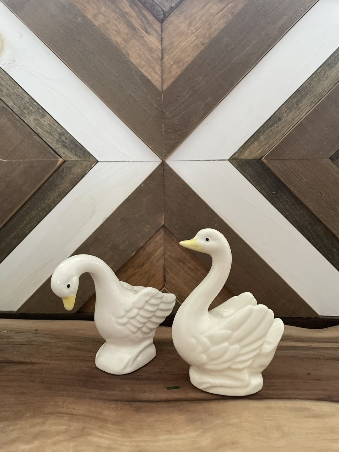 Pair of Vintage Ceramic Swan Figurines