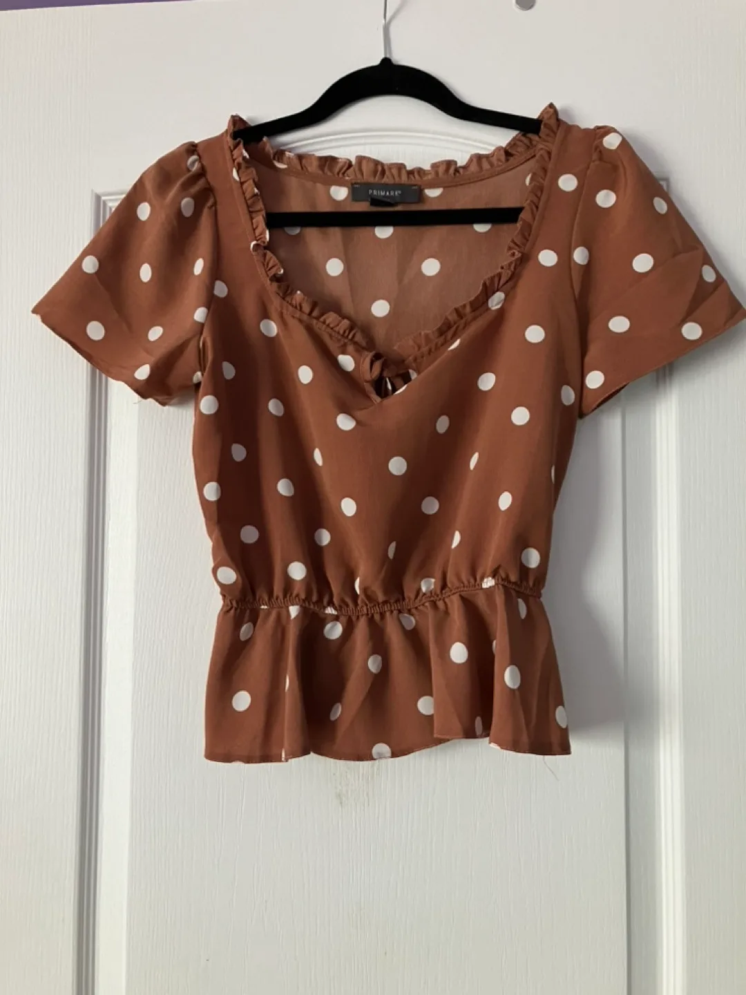 Primark Brown and White Polka Dot Blouse thumbnail