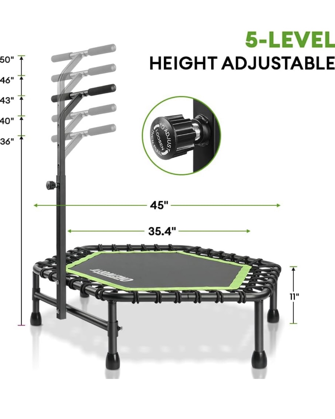 ONEIFOFIT Mini Trampoline with Adjustable Handle - photo 2