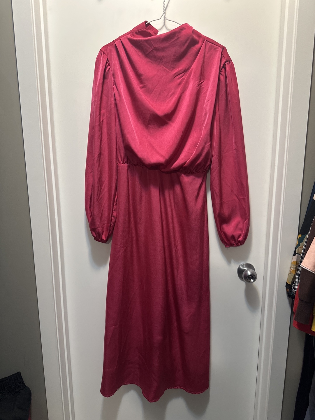 Pink Satin Midi Dress