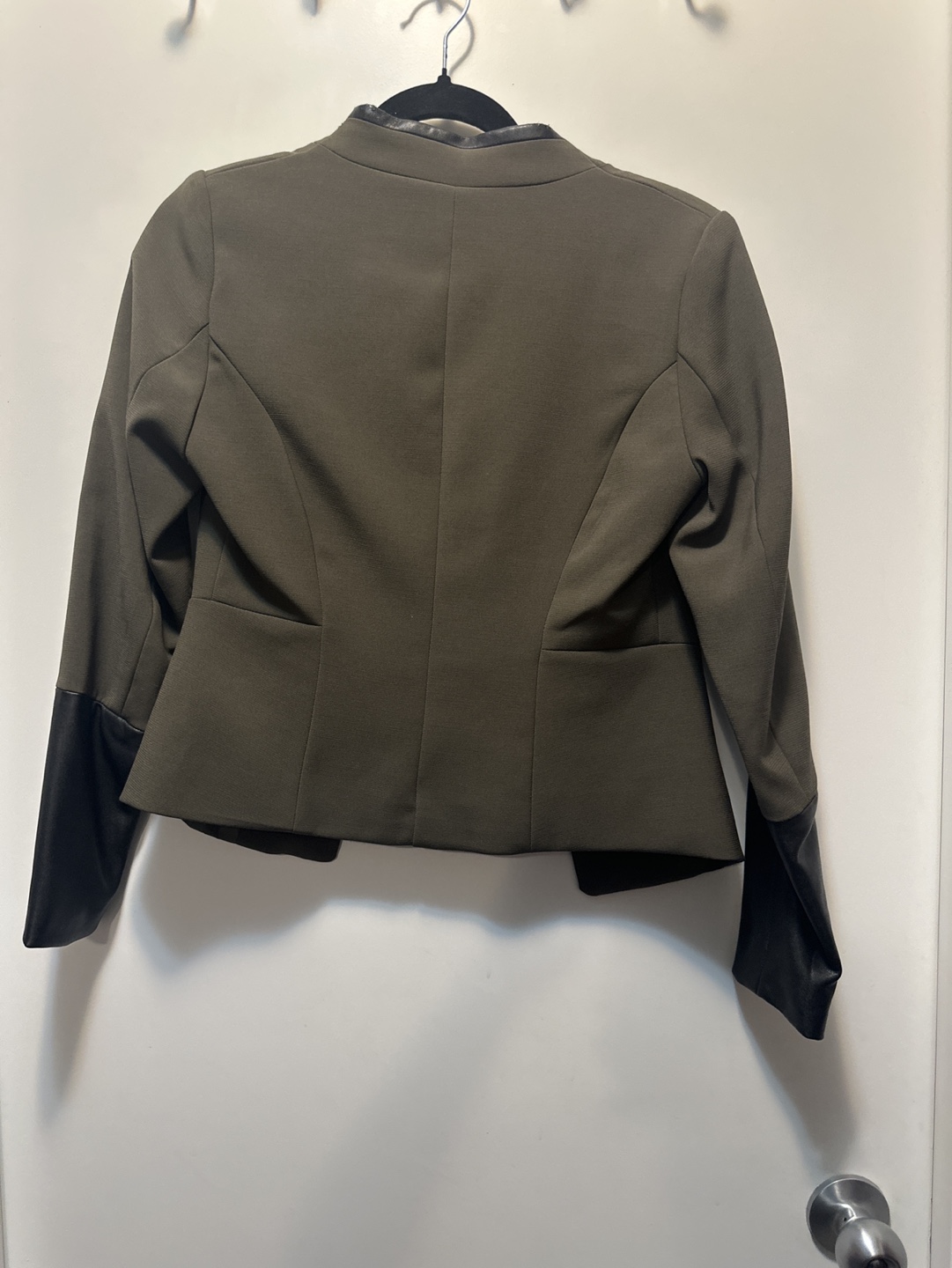 Olive Green Blazer with Faux Leather Accents - photo 2