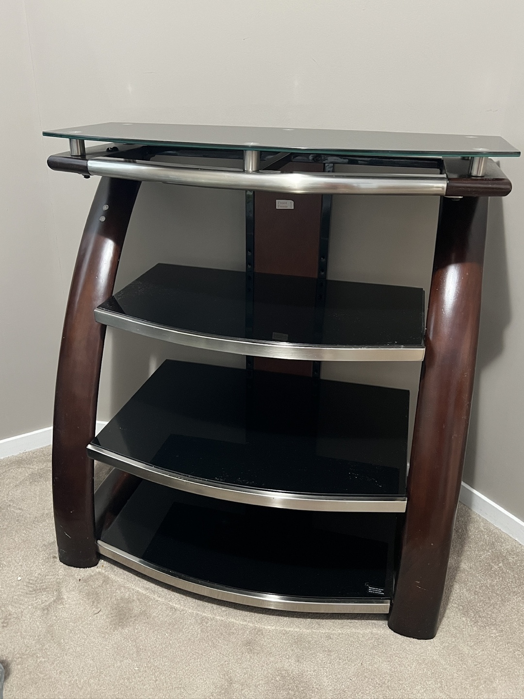 Contemporary TV Stand with Glass Shelves - photo 2