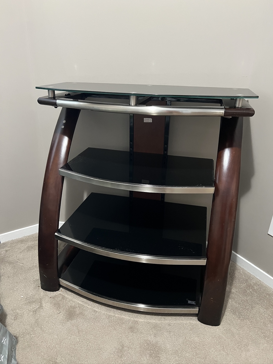 Contemporary TV Stand with Glass Shelves - photo 3