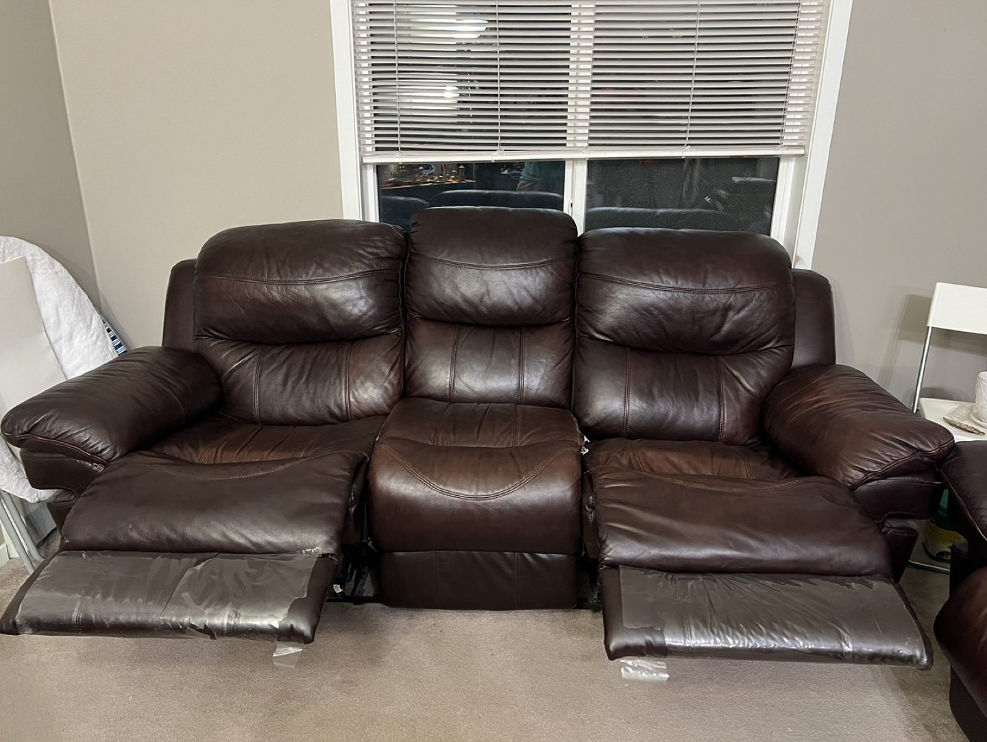Brown Leather Recliner Set