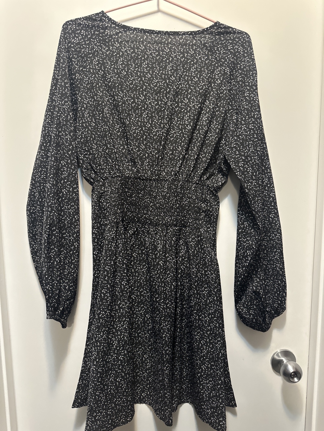 Black and White Mini Dress with Long Sleeves - photo 2