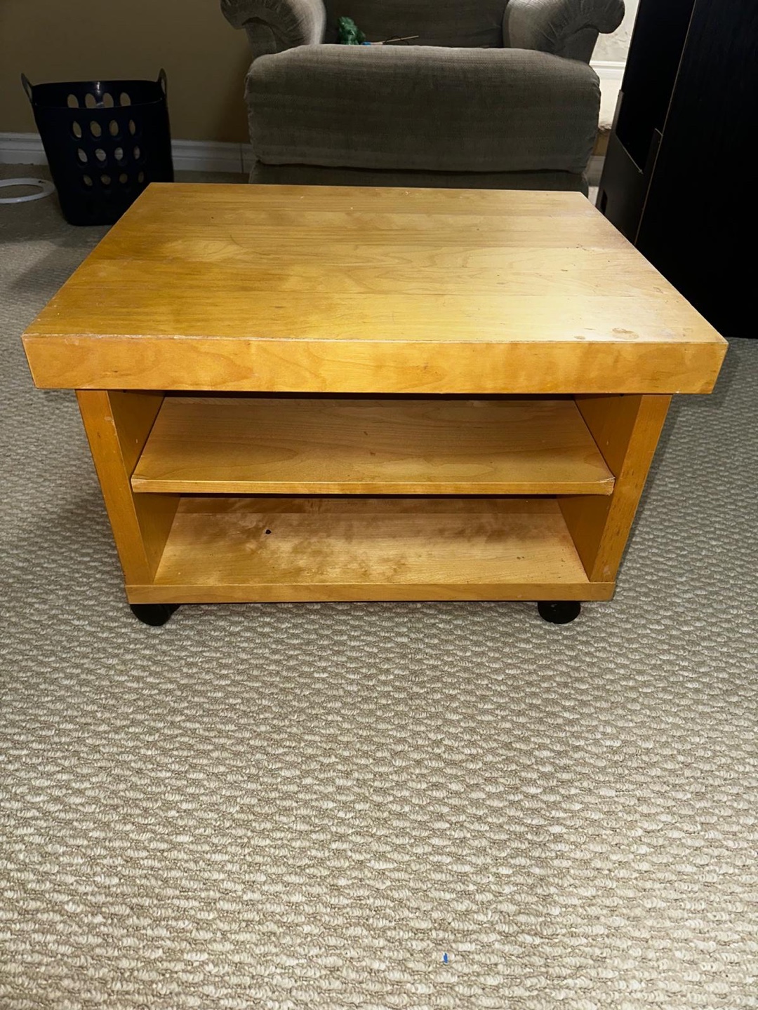 Wooden Two-Shelf Rolling Table