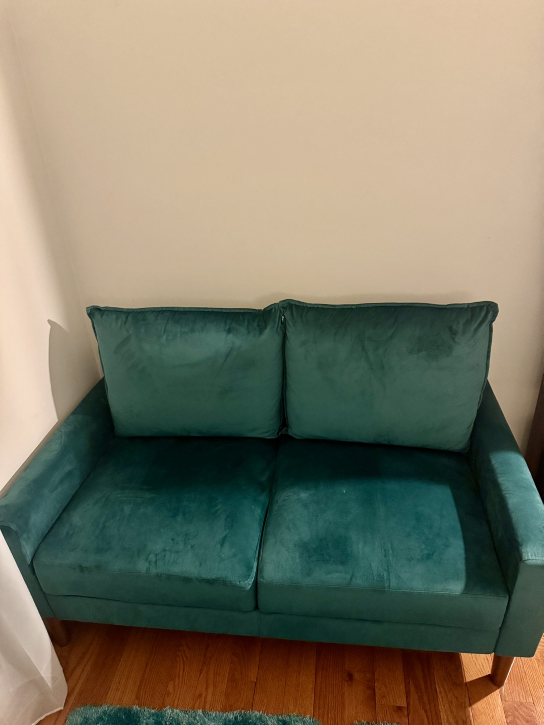 Emerald Green Velvet Loveseat