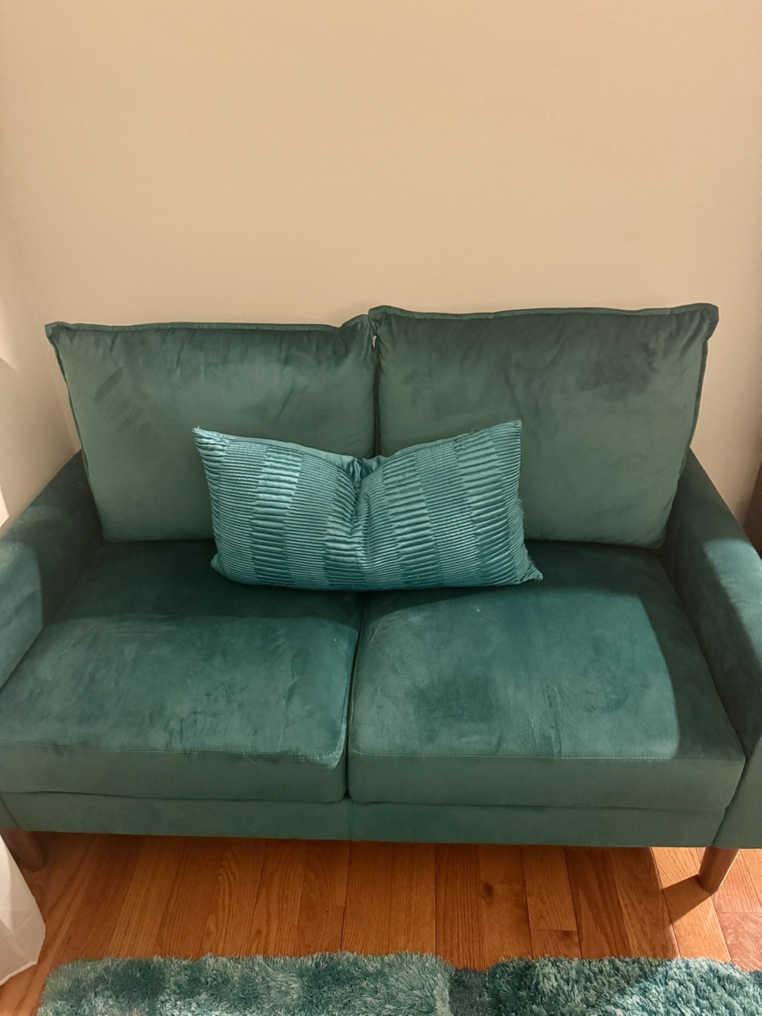 Emerald Green Velvet Loveseat - photo 4