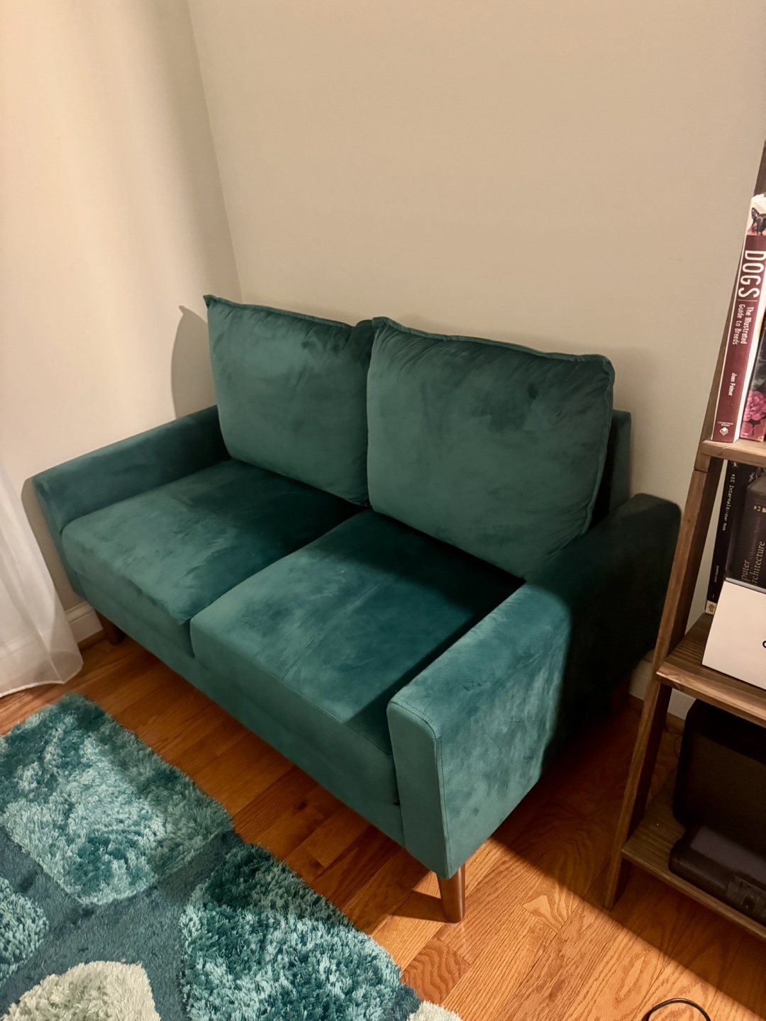 Emerald Green Velvet Loveseat - photo 3