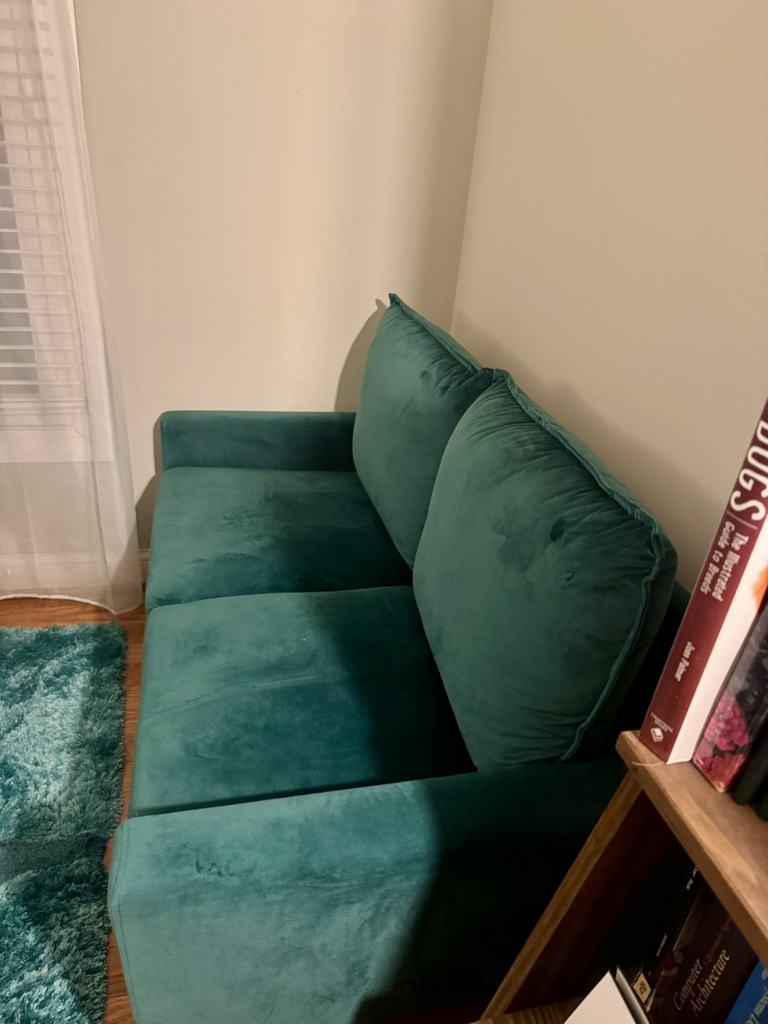Emerald Green Velvet Loveseat - photo 2