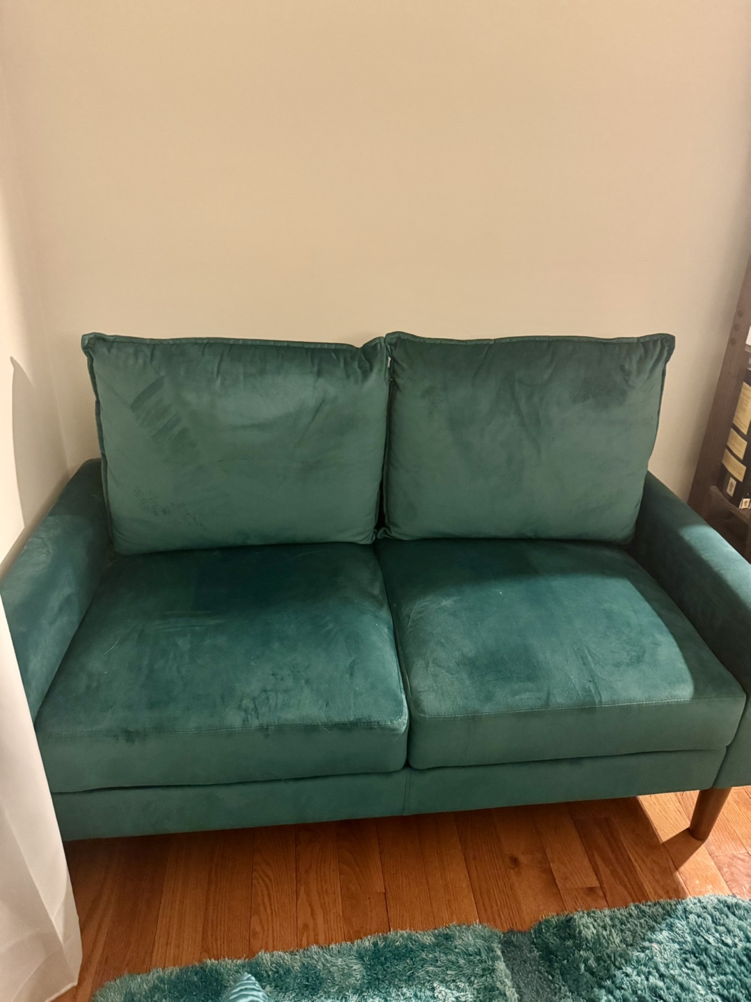 Emerald Green Velvet Loveseat - photo 5