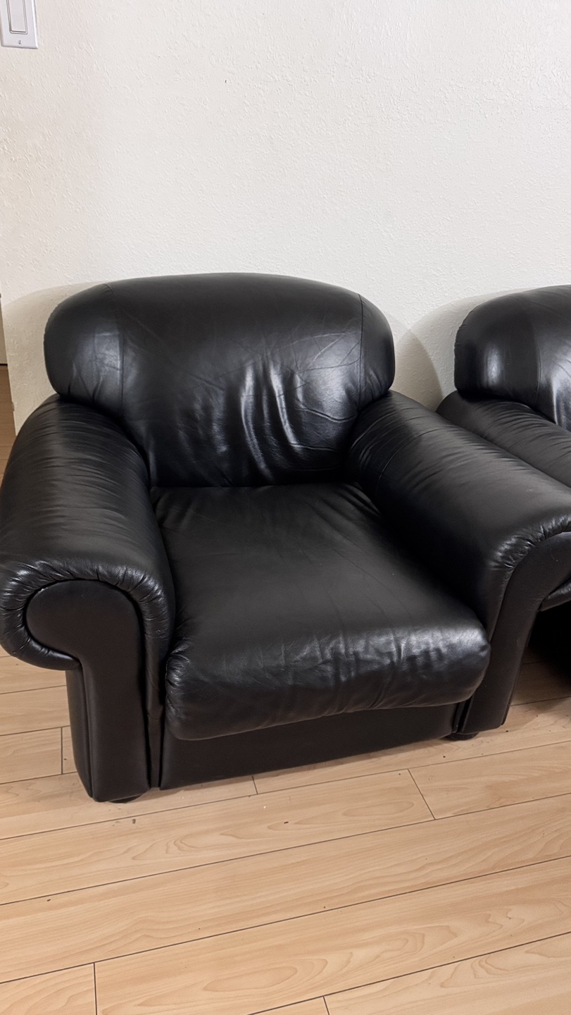 Black genuine Leather Loveseat and Armchair Set - photo 4